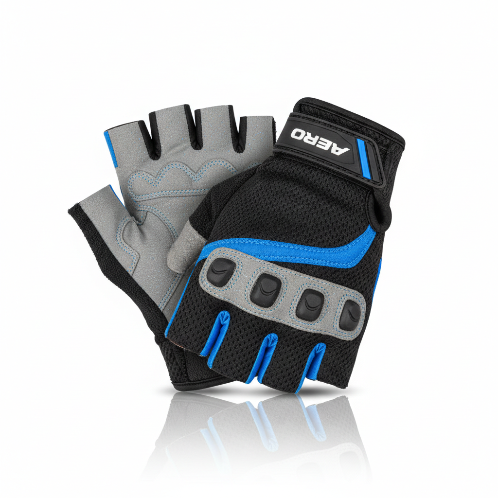 Cycling bike gloves on white background