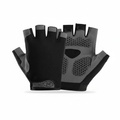 Black half-finger gym workout gloves with grip padding